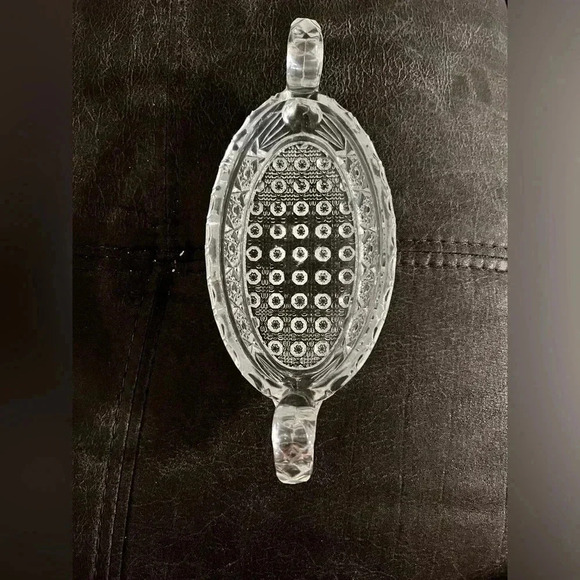 GUC IMPERIAL GLASS NUCUT PICKLE, CANDY, SAUCE DISH Clear Fancy Beautiful Unique - Picture 1 of 4